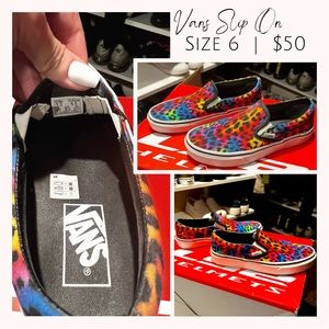 Vans Lisa Frank Leopard Slip Ons